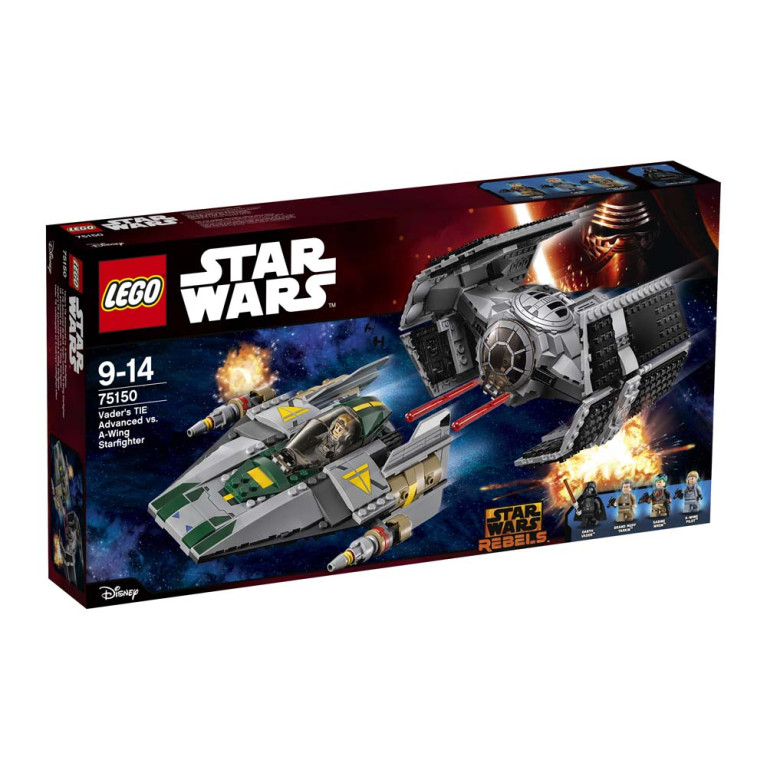 LEGO Star Wars - Darth Vaders TIE Advanced tegen de A-Wing Starfighter 75150 voorkant doos