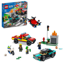 LEGO City - Fire Rescue & Police Chase 60319 - Voorkant Doos met Set