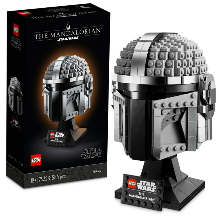 LEGO Star Wars - The Mandalorian Helmet 75328  - Voorkant Doos met Set