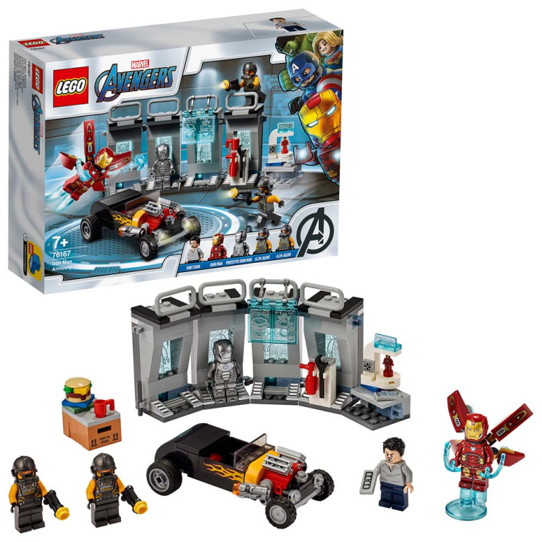 LEGO Marvel Super Heroes - Iron Man Armoury 76167 Voorkant Doos met Set
