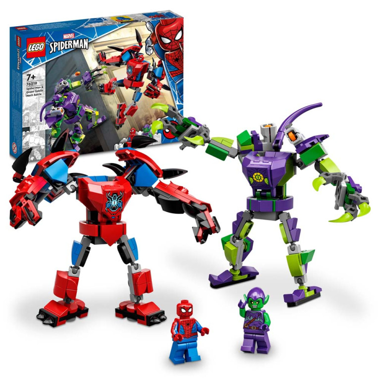 LEGO Marvel Spiderman - Spider-Man & Green Goblin Mech Battle 76219 - Voorkant doos met set